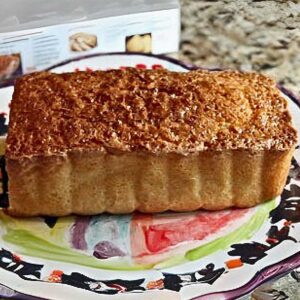 Almond Citrus Pound Cake made with almond paste in a food processor.