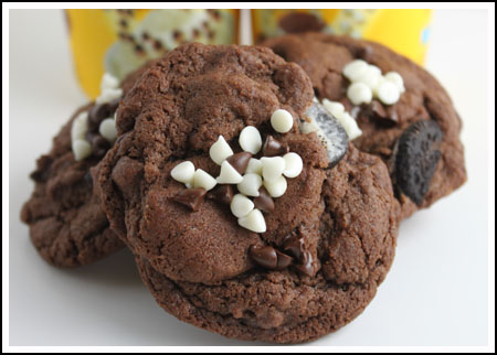 doublechocolatecookies2 Double Chocolate Dream Cookies topped with Nestle Toppers