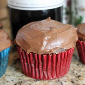 Red Wine Chocolate Cupcakes with Chocolate Frosting