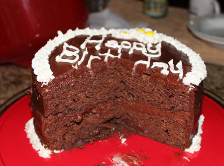 momsbirthdaycakecut Mom's Chocolate Cake