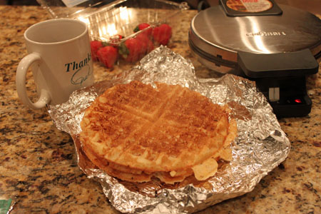 Overnight Waffles from a make ahead waffle batter with yeast.