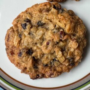 Surprise Oatmeal Cookies made with dried cherries and potato chips said to be from Maida Heatter.