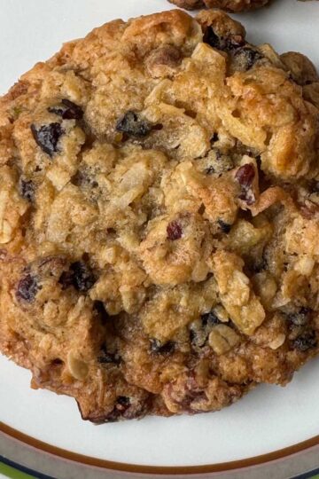 Surprise Oatmeal Cookies made with dried cherries and potato chips said to be from Maida Heatter.