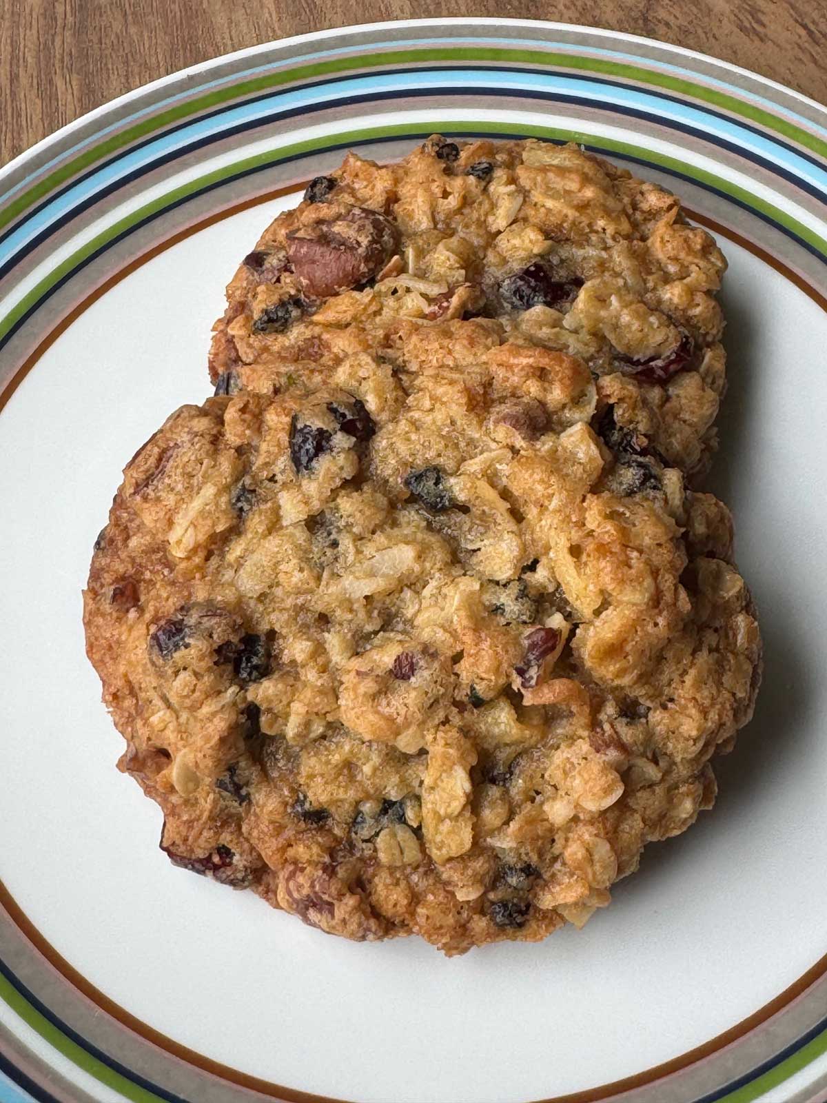 Surprise Oatmeal Cookies recipe said to be adapted from Maida Heatter's Key Largo Cookies.