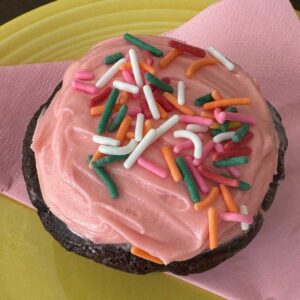 Pink Frosted Chocolate Cupcakes recipe adapted from Magnolia Cookbook