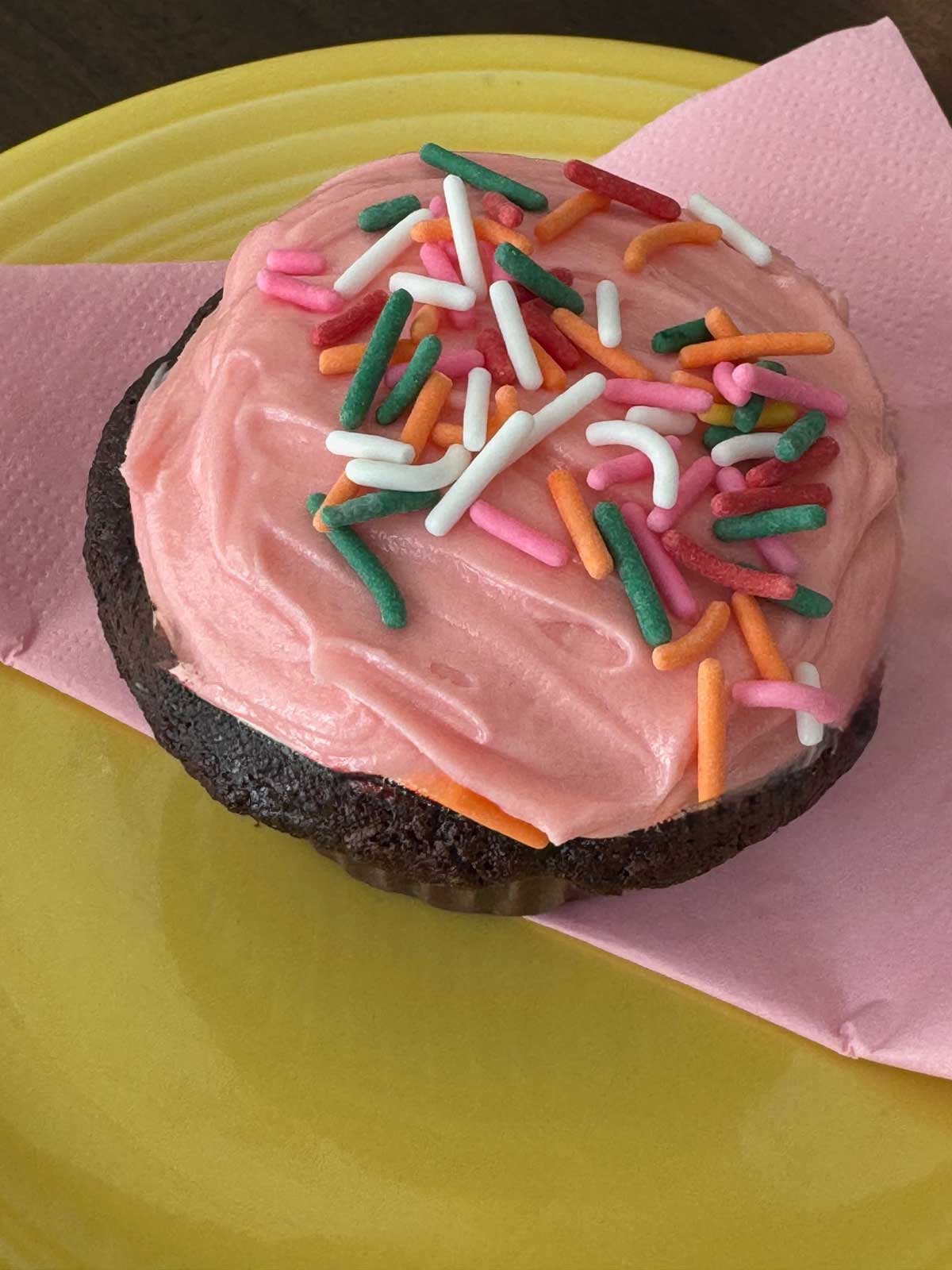 Pink Frosted Chocolate Cupcakes