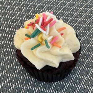 Quick chocolate cupcakes with a flour based frosting called Ermine.