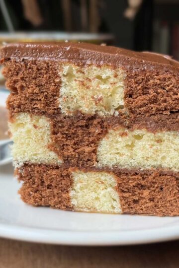 Checkerboard Cake with Chocolate Frosting recipe