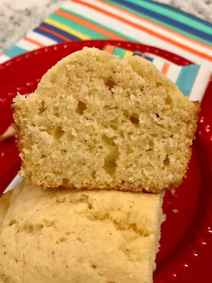 Sweet Cornbread cut to show corn muffin texture