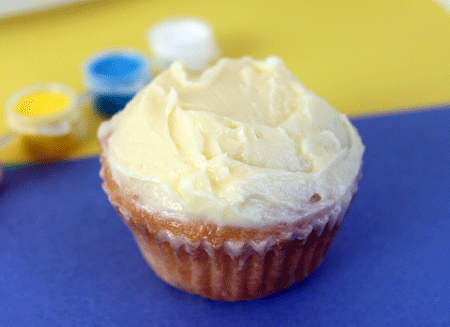 cupcake cornstarch frosting or ermine frosting on a cupcake