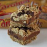 Milk Chocolate Caramel Oat Bars recipe adapted to fit a 9x13 inch pan.