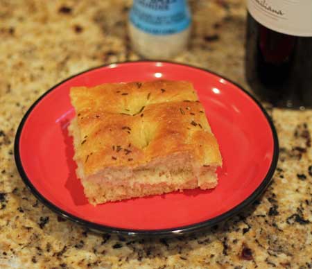 focaccia-cut Slice of Focaccia Bread