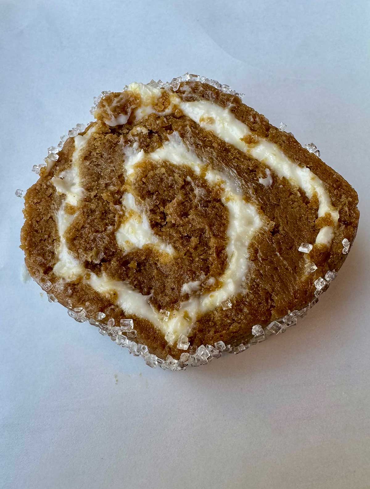 Jelly roll slice and bake ginger cookies filled with cream cheese.