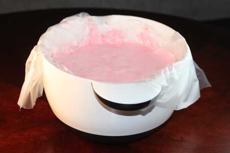 strawberry-bavbowl malted strawberry bavarian filling in a bowl
