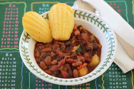 Cornbread Madeleines and Chili