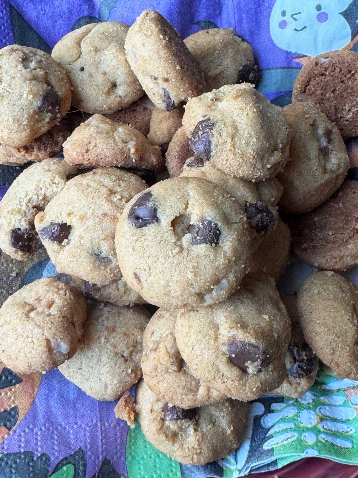 Mini chocolate peanut butter cookies that are crunchy and sandy.