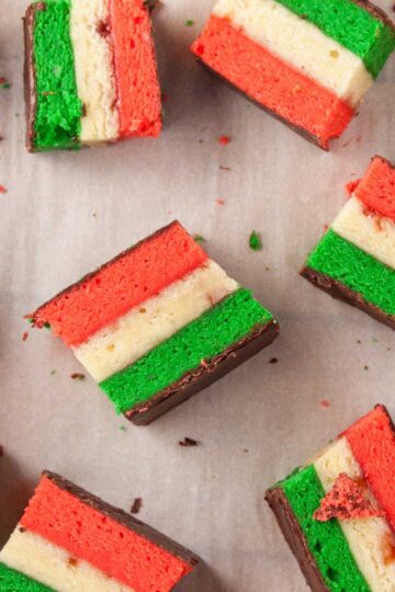 Rainbow Cookies also known as Tri-Colore Cookies