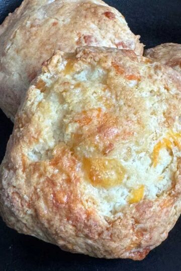 Recipe for Cheddar Cheese Biscuits that starts with a homemade mix with powdered milk.