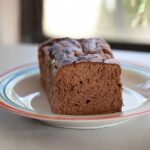 Chocolate Angle Food Cake baked in a loaf pan.