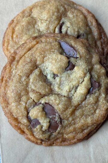 Vegan Chocolate Chip Cookies made with Nutiva buttery flavored coconut oil.