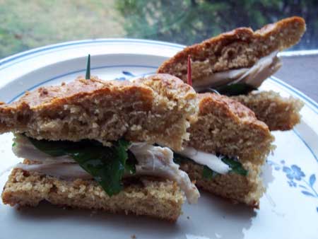 Sandwich made on rye quick bread