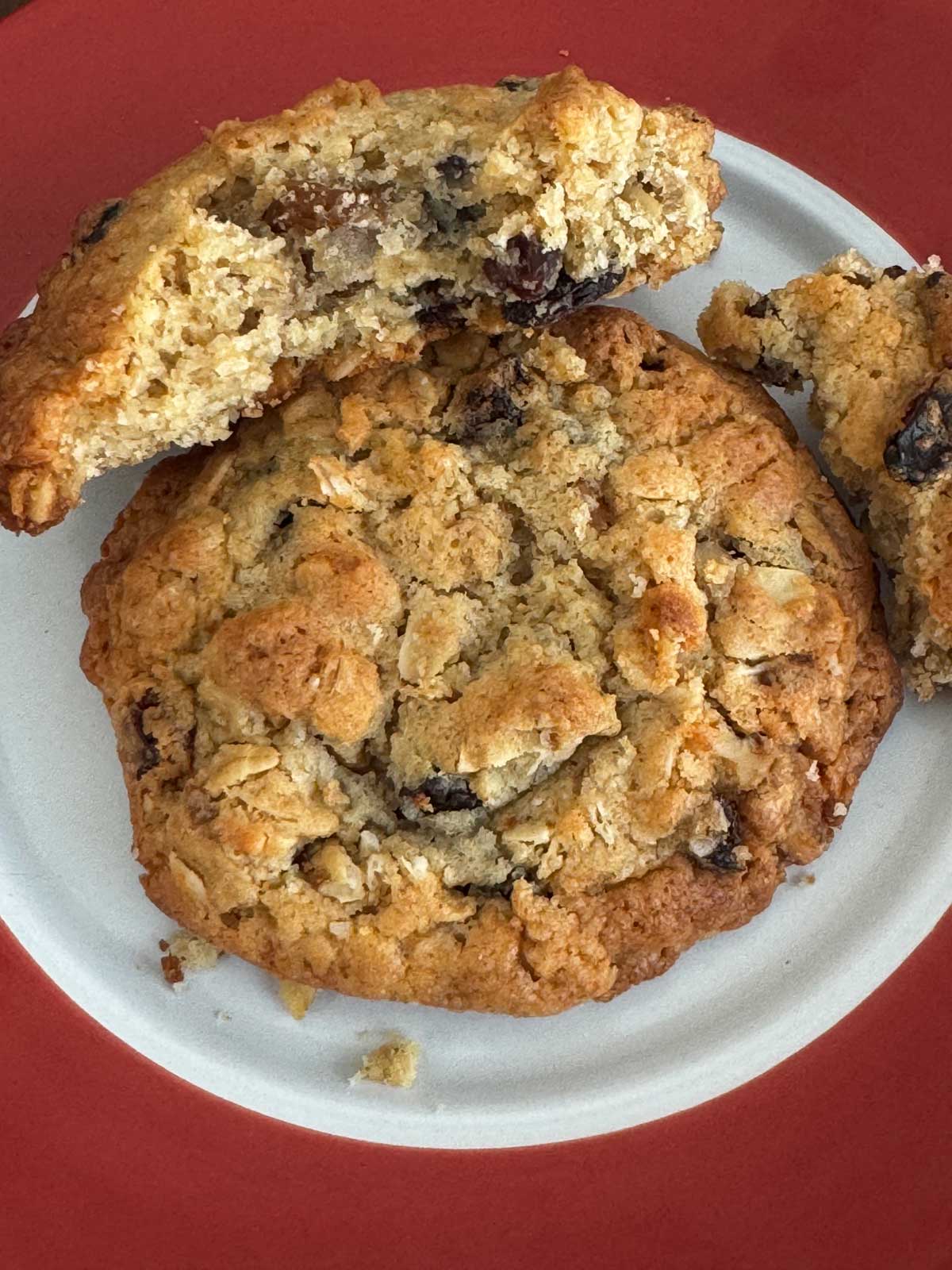 Thick oatmeal cookies made with bread flour and European style butter.