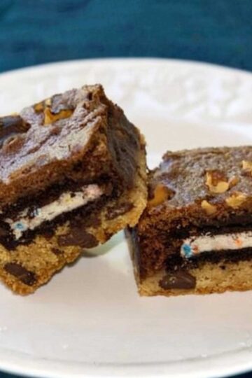 Chocolate Chip Oreo Brownie Bars with scratch dough.