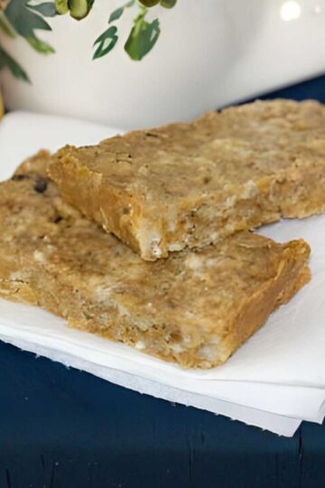 sweet and salty peanut butter bars made with leftover loose granola