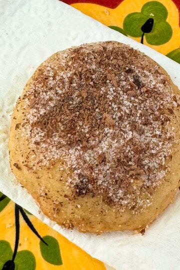 Mexican Cookies from Stop and Smell the Rosemary are shortbread cookies sprinkled with grated chocolate, sugar and cinnamon.