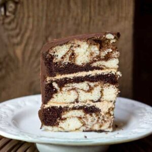 Triple Layer Mocha Marble Cake slice