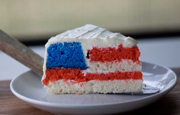 hidden-flag-cake Hidden Flag Cake with Whipped Cream Cheese Icing.