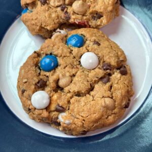 Thick Monster Cookies with sweetened or unsweetened peanut butter.