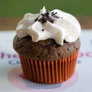 Chocolate cupcake with vanilla frosting recipe from Clare Crespo's Hey There, Cupcake book.
