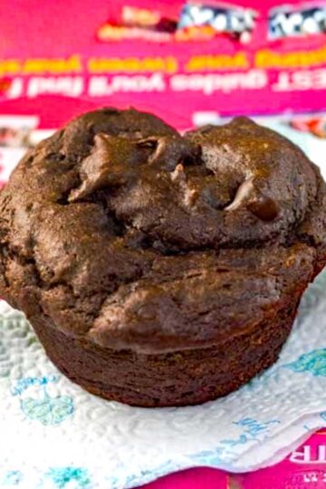 Avocado Chocolate Muffins which are vegan and made with grapeseed oil and maple syrup.