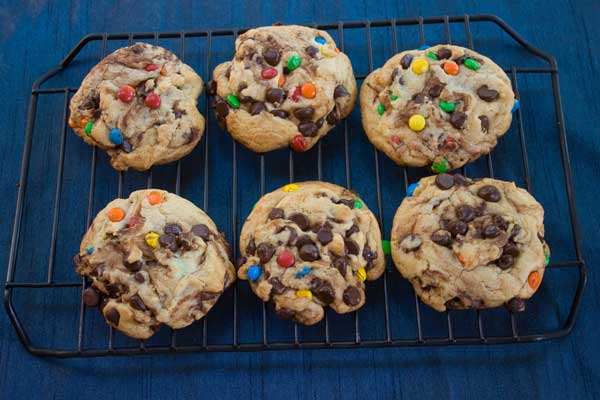 cookiesoncoolingrack saucepan chocolate chip cookies