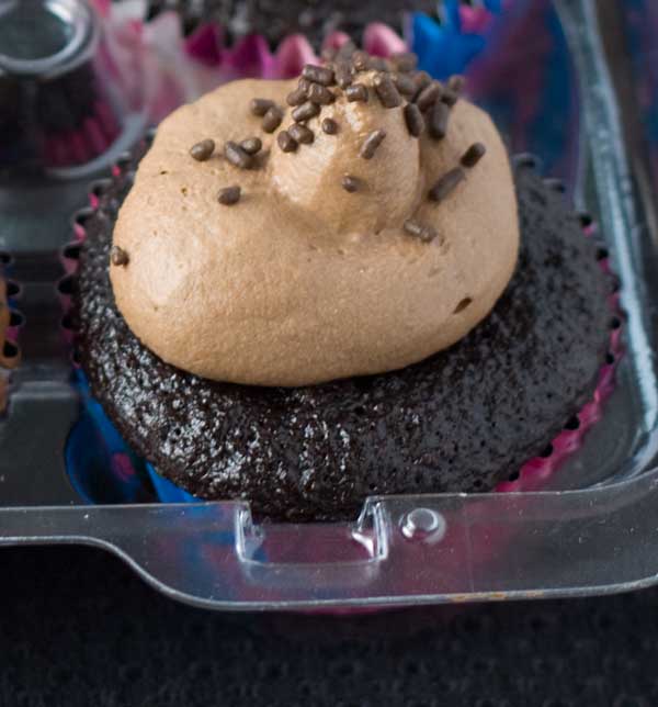 Black Magic Cupcakes topped with Chocolate Mousse