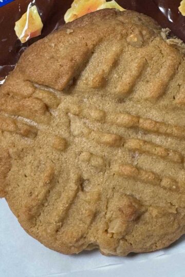Jumbo Peanut Butter Cookies made with bread flour and with Bits o Brickle
