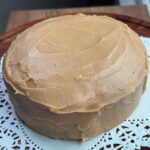 Scratch caramel cake made with a basic yellow cake and a spreadable caramel icing.