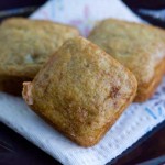 Banana bread squares made in a mini bar pan