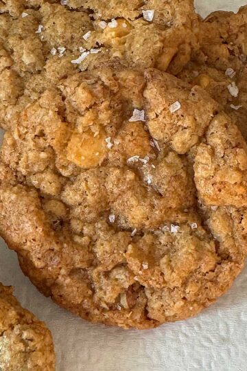 Toasted Pecan Butterscotch Oatmeal Cookies with Wheat Germ.