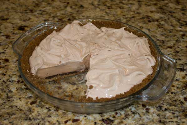 chocolate-pie-ginger-two An easy chocolate pie made with Cool Whip and marshmallows.