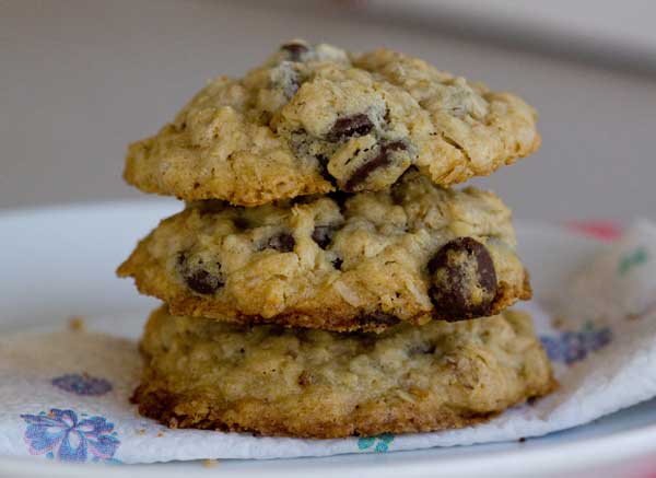 thick-oatmeal-cookies-two dark chocolate chip oatmeal cookies