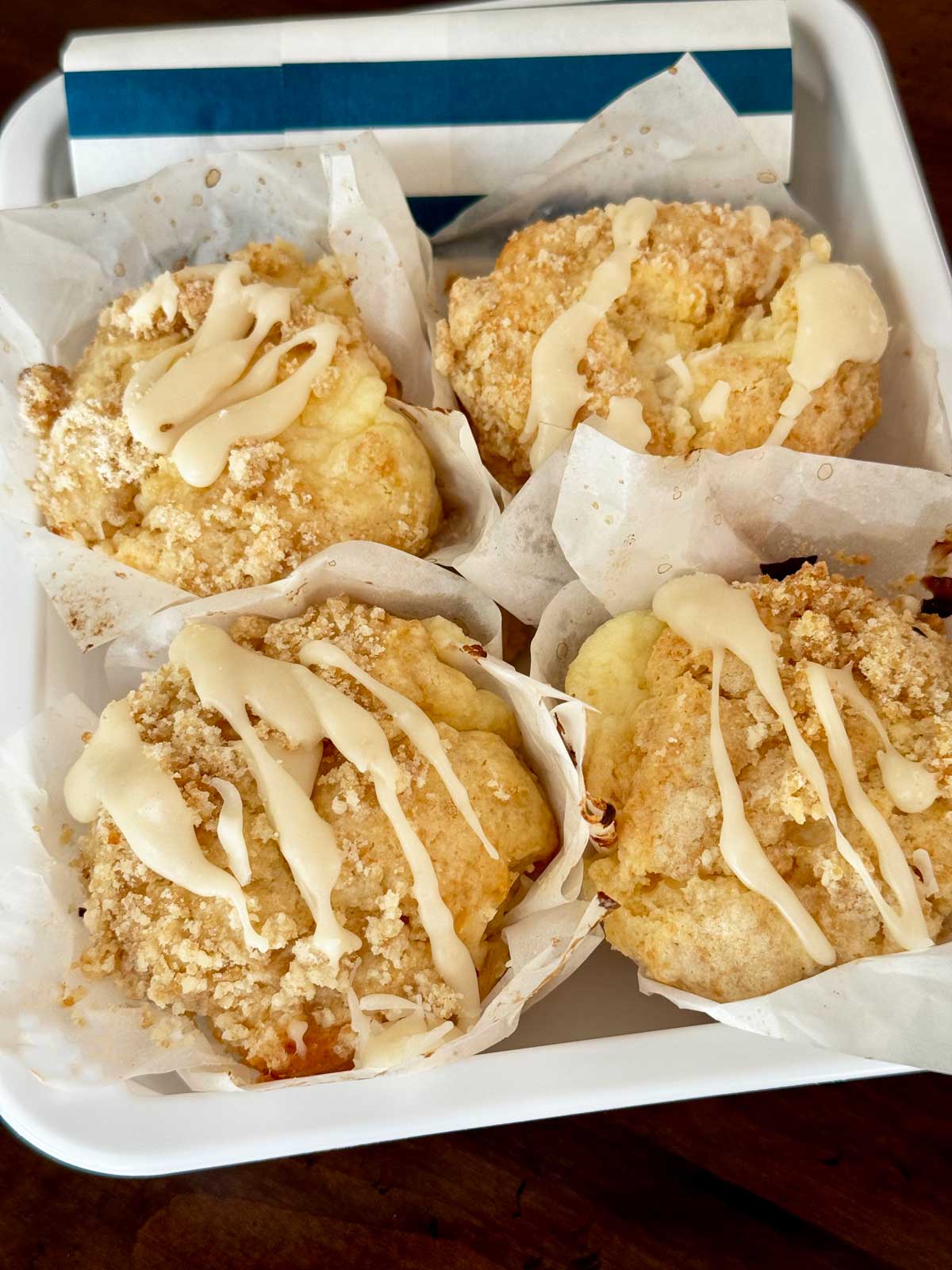 Cream cheese pineapple muffins in a Kevin's Meals tray.