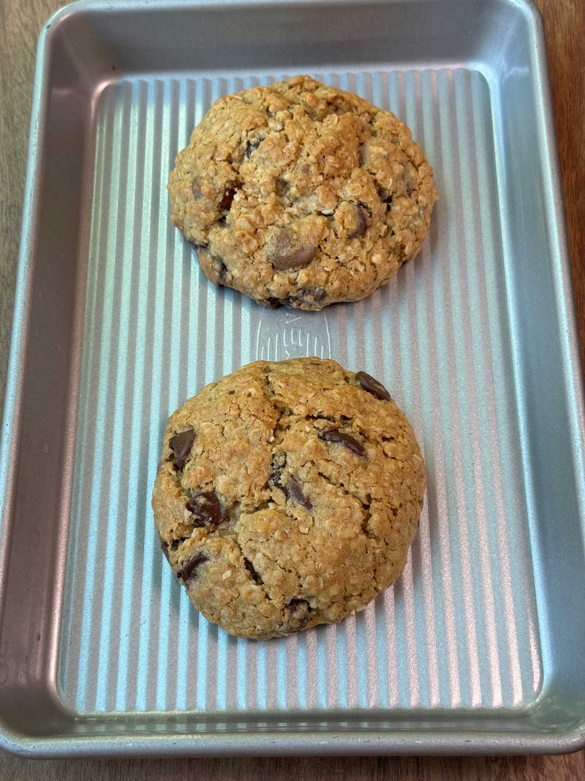 Giant cookies with instant pudding mix and oats.