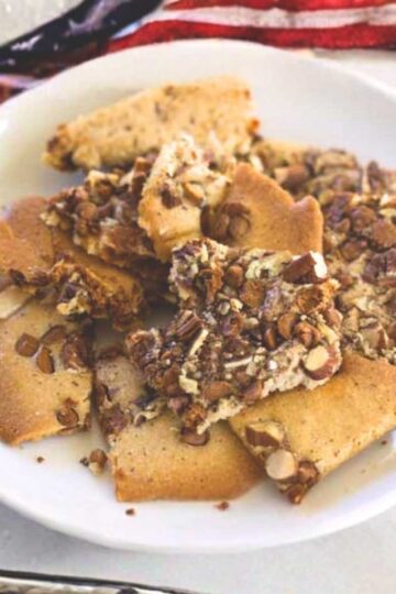 Cinnamon Chips Cookie Bark, a thin, crispy cookie bark made with milk powder and Hershey's Cinnamon Chips.