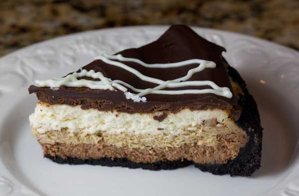Chocolate Glazed Triple Layer Cheesecake