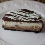 Chocolate Glazed Triple Layer Cheesecake Cut