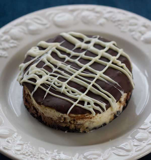 Four Inch Chocolate Glazed Triple Layer Cheesecake