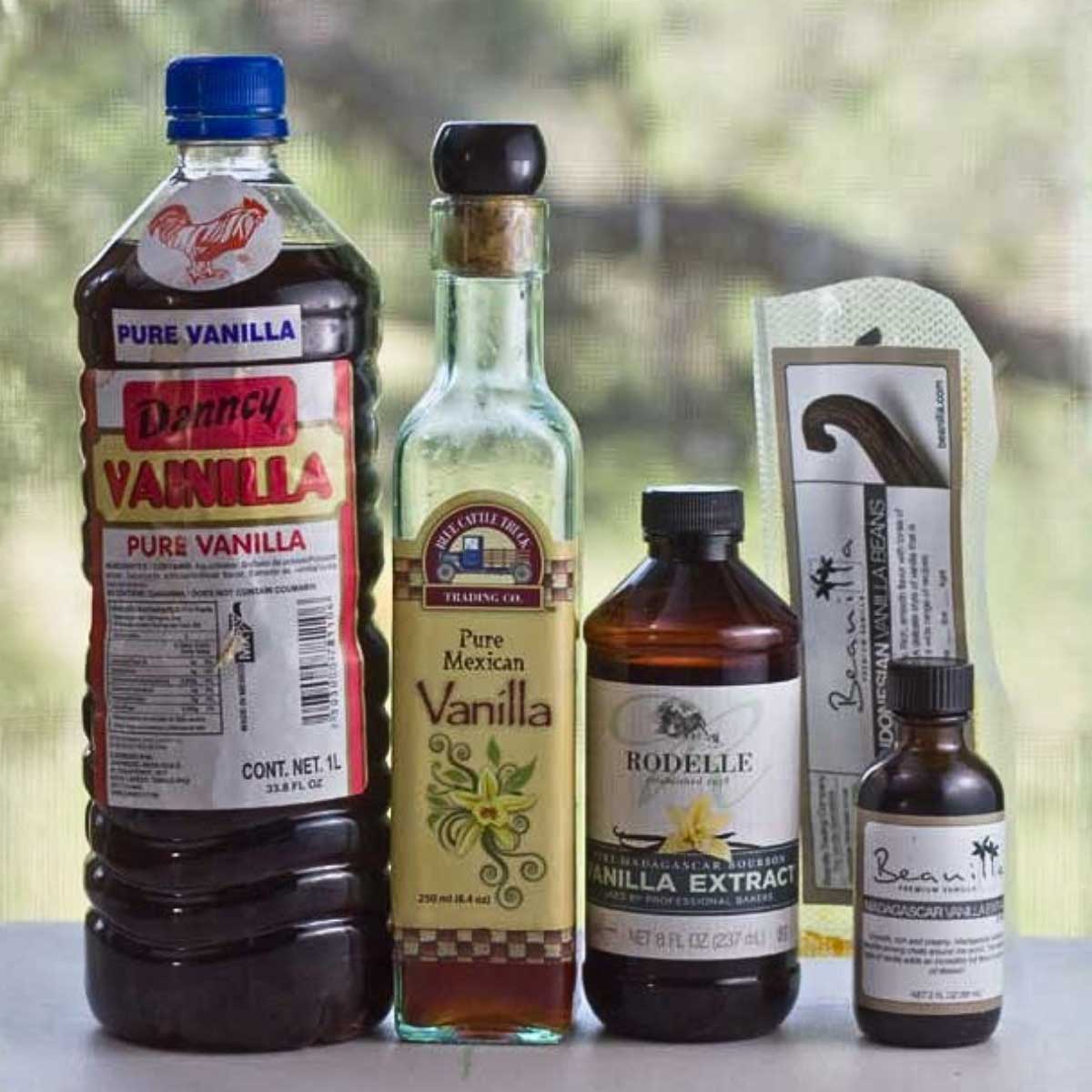 Different types of Mexican vanilla to be used in an ice cream recipe.