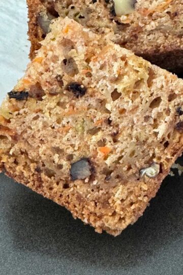 Sourdough Zucchini Bread made with sourdough discard, zucchini, carrots and apples.